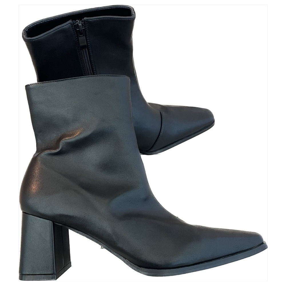 Black, block Heel booties